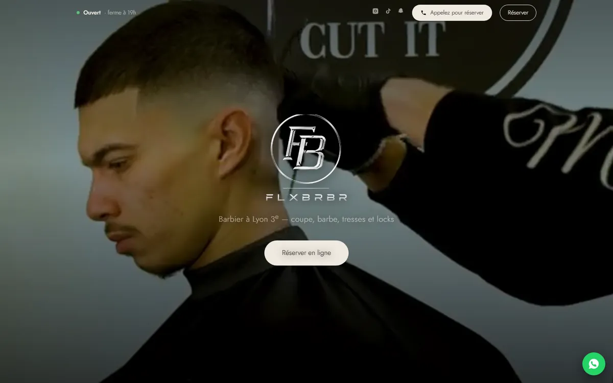 Page d'accueil du site Flux Barber