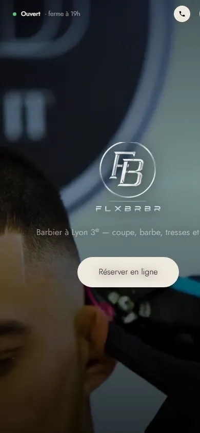 Version mobile du site Flux Barber