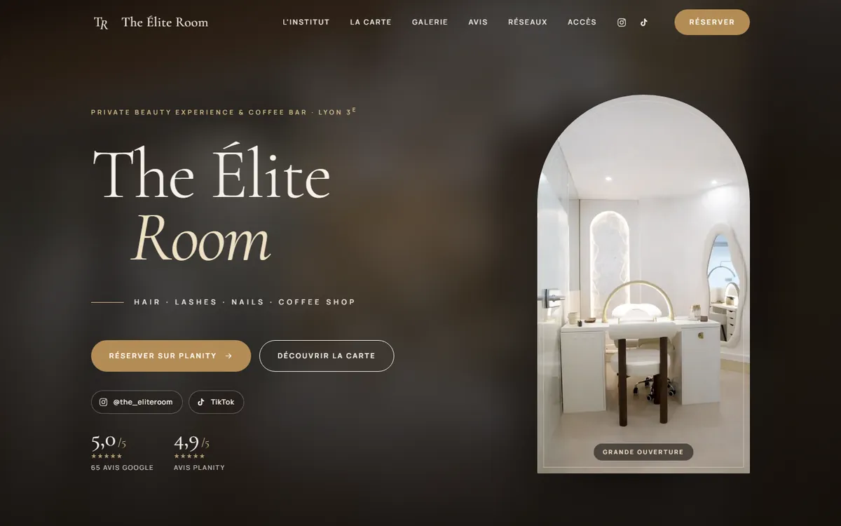 Page d'accueil du site The Élite Room