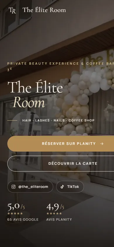 Version mobile du site The Élite Room